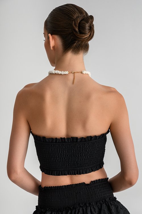 Strapless κροπ τοπ με σφηκοφωλιά