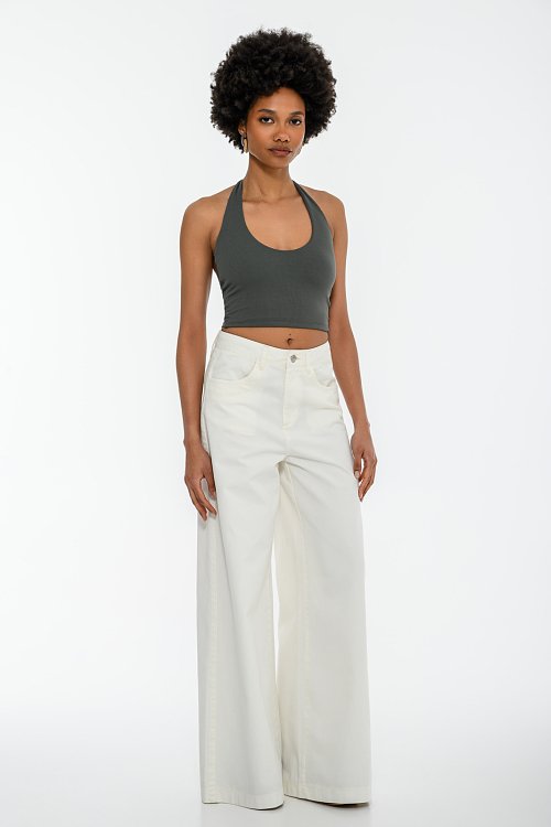 pinkwoman Halter κροπ τοπ (KHAKI) - 2