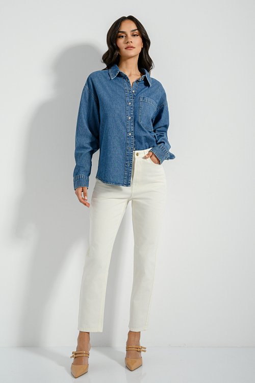 Ντένιμ πουκάμισο με τσέπη (MEDIUM BLUE)