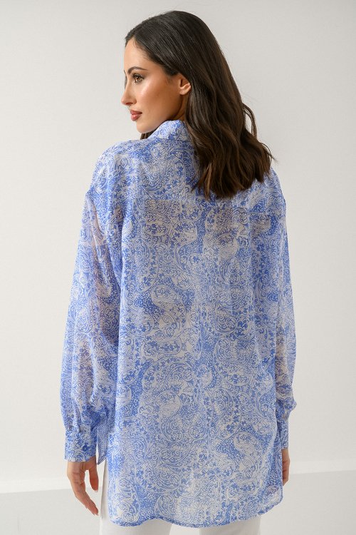 Semi-see through shirt with paisley print
