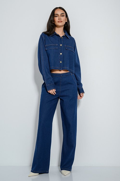 Cropped denim shirt