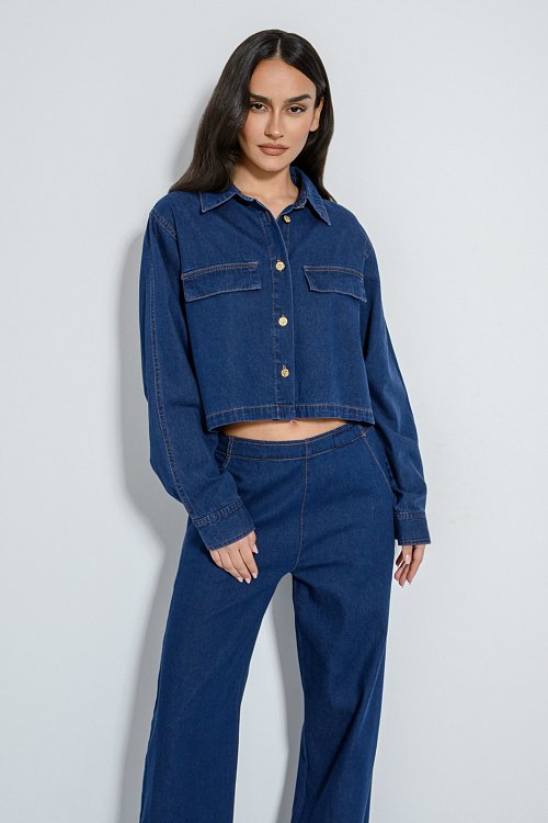 Cropped denim shirt