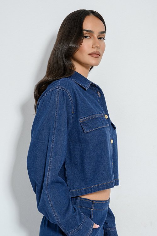 Cropped denim shirt