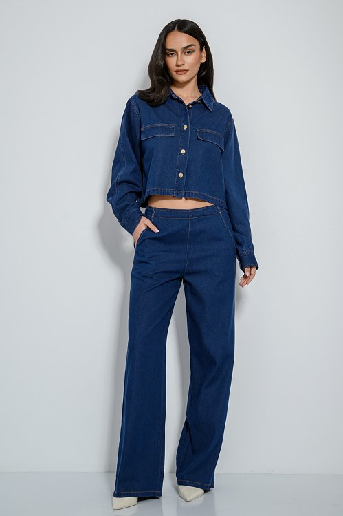 Cropped denim shirt