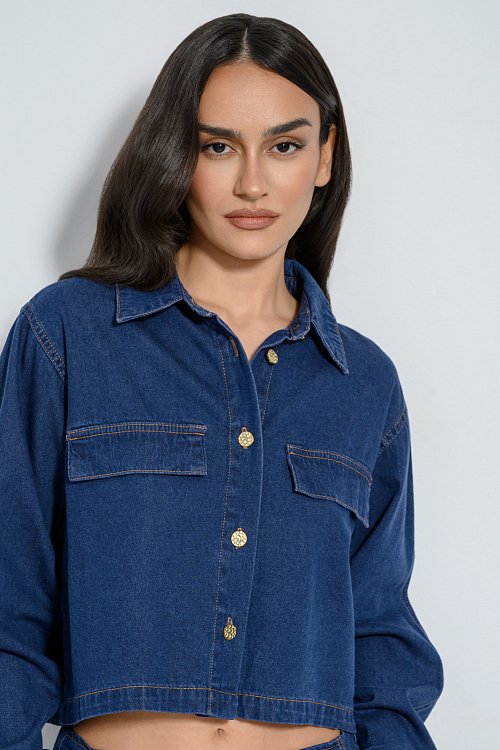 Cropped denim shirt