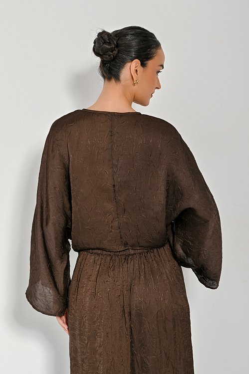 Cropped shirt with satin effect and front tie