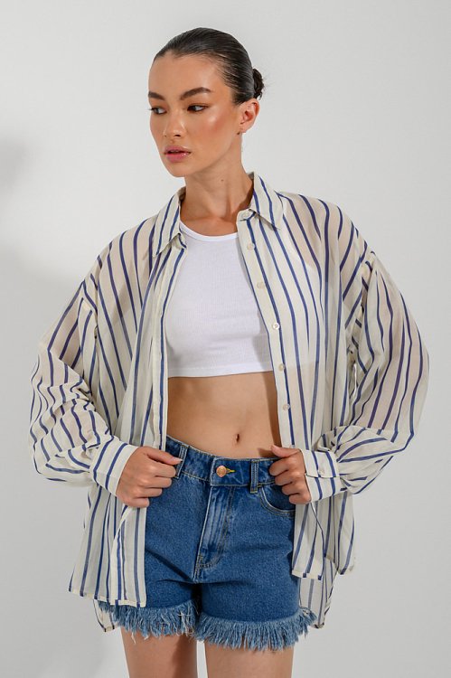 Oversized ριγέ πουκάμισο