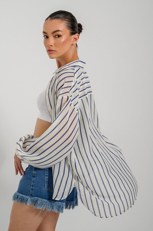 Oversized ριγέ πουκάμισο