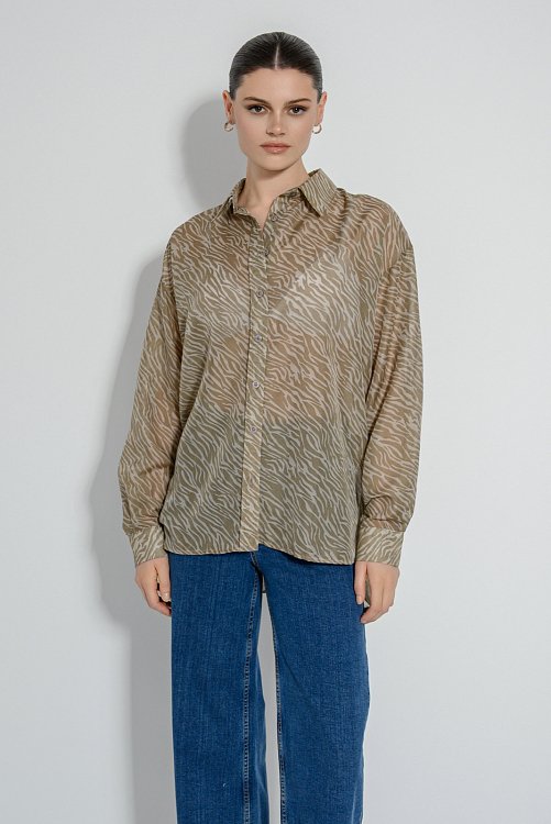 pinkwoman Oversized see through πουκάμισο με zebra print (MULTI) - 7