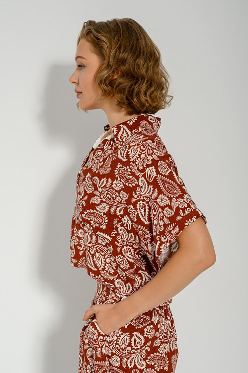 Crop paisley shirt with pocket
