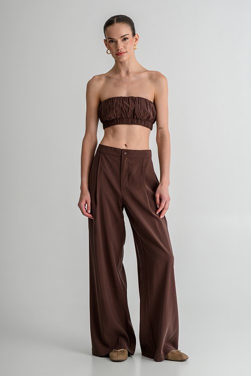 Strapless κροπ τοπ με σούρες