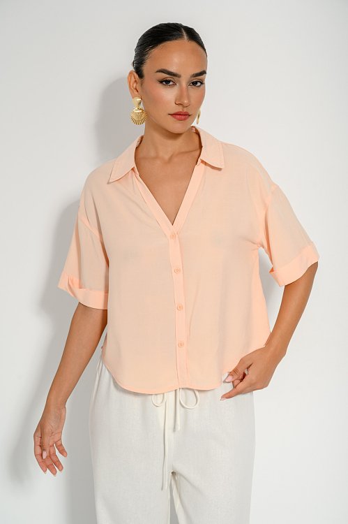 Κροπ πουκάμισο με γιακά (PEACH)