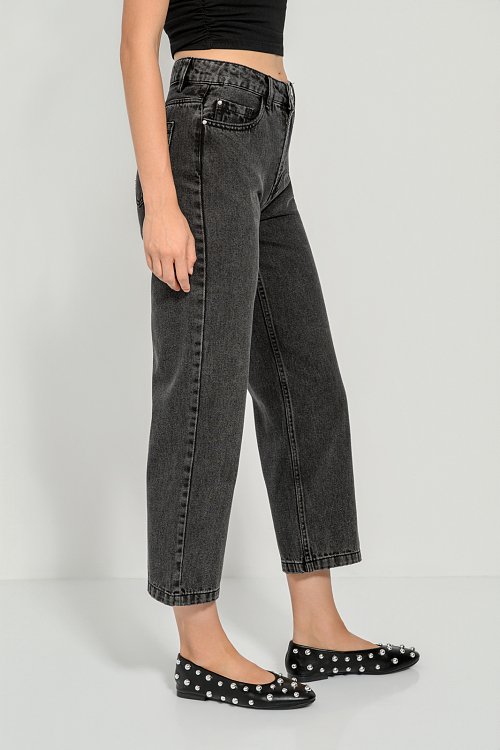 Straight leg κροπ ντένιμ (BLACK) φωτογραφία