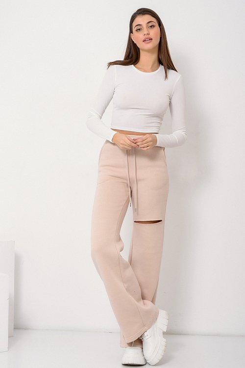 Wide leg trousers with cut out detail