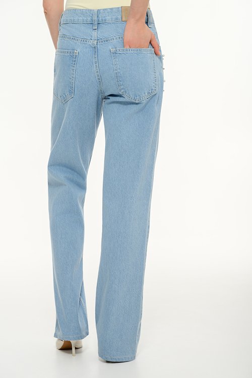 Straight leg ντένιμ με πέρλες (LIGHT BLUE) φωτογραφία