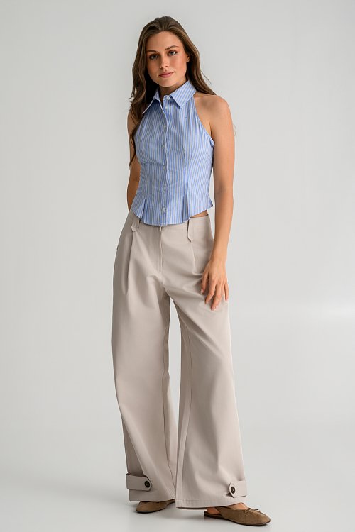 Wide leg παντελόνι με πιέτες