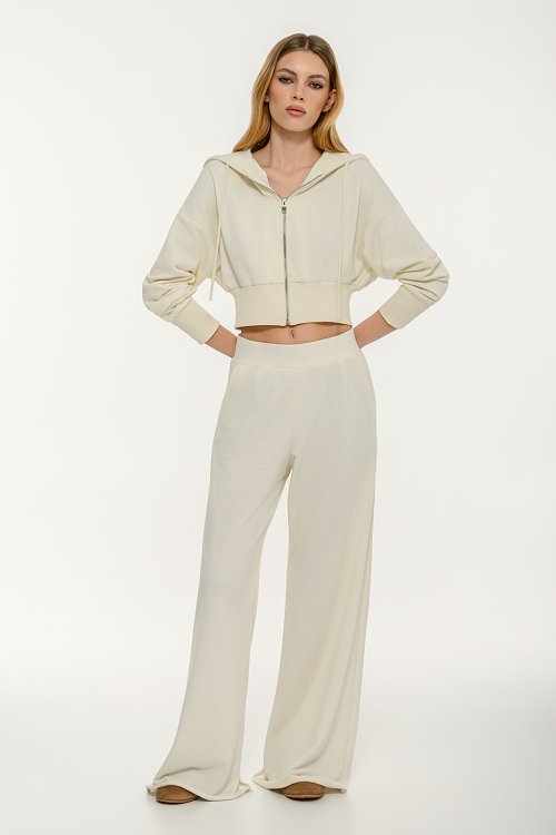 Φούτερ wide leg παντελόνι φόρμας (OFF WHITE) φωτογραφία