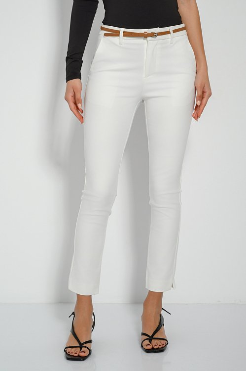 pinkwoman Chinos παντελόνι με ζώνη (WHITE) - 2