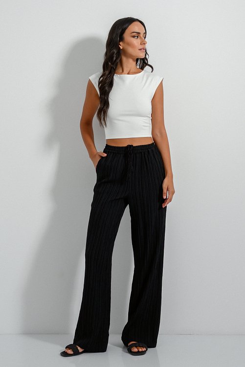 Straight leg trousers with waistband