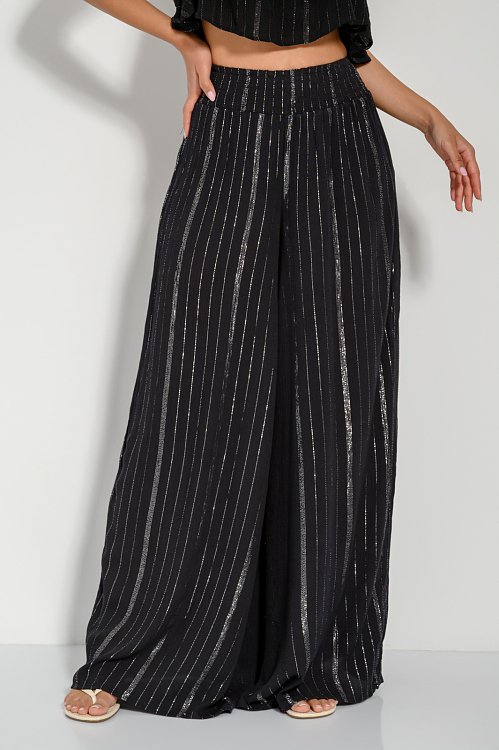 Wide leg trousers with lurex details