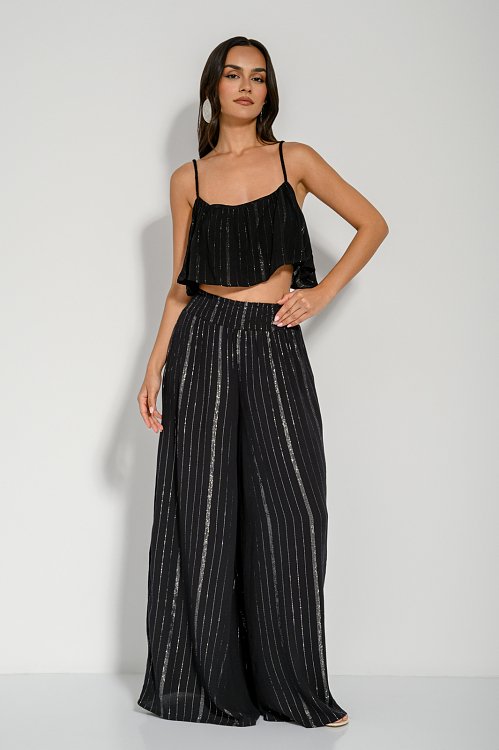 Wide leg trousers with lurex details