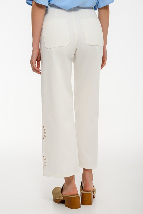 Denim culottes with embroidered details