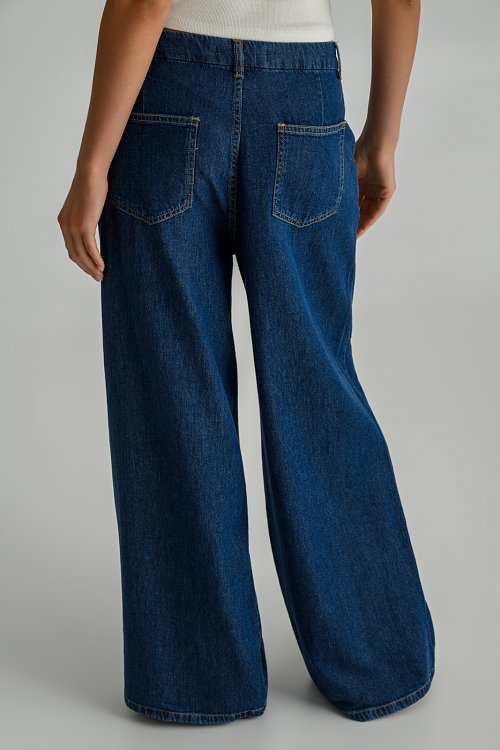 Wide leg denim with pleated details