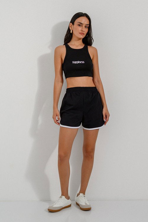 Sweater shorts with waistband and side opening detail