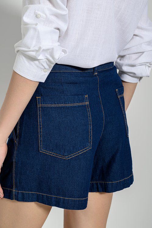 Denim paperbag shorts with matching belt