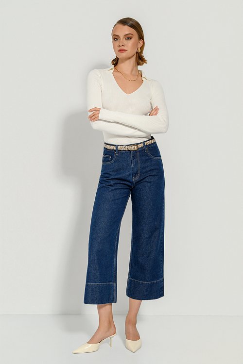 Wide leg ντένιμ κιλότ
