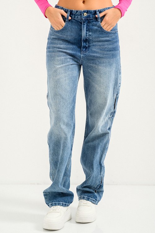 Straight leg denim with cut out detail