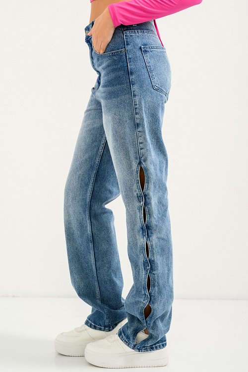 Straight leg denim with cut out detail