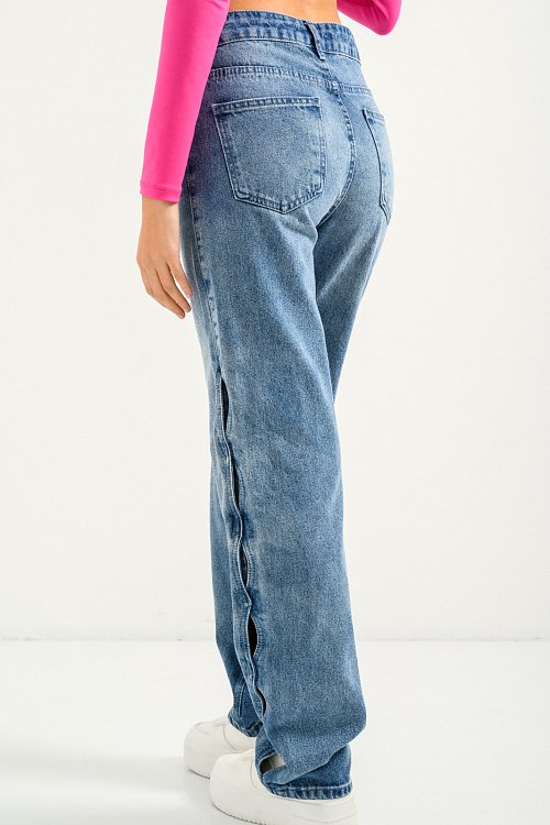 Straight leg denim with cut out detail