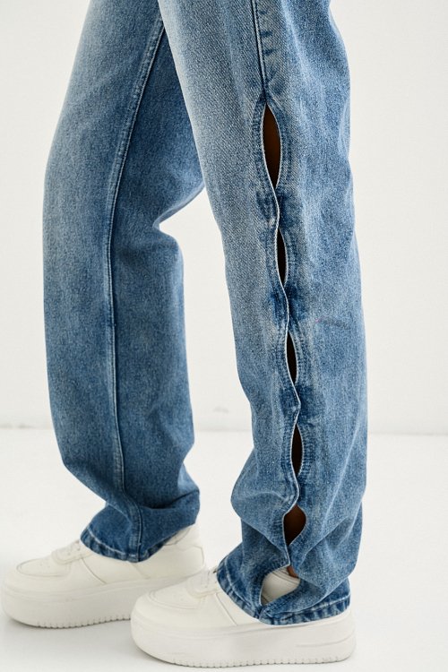 Straight leg denim with cut out detail