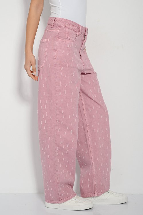 pinkwoman Wide leg ροζ ντένιμ με σκισίματα (D.PINK) - 4
