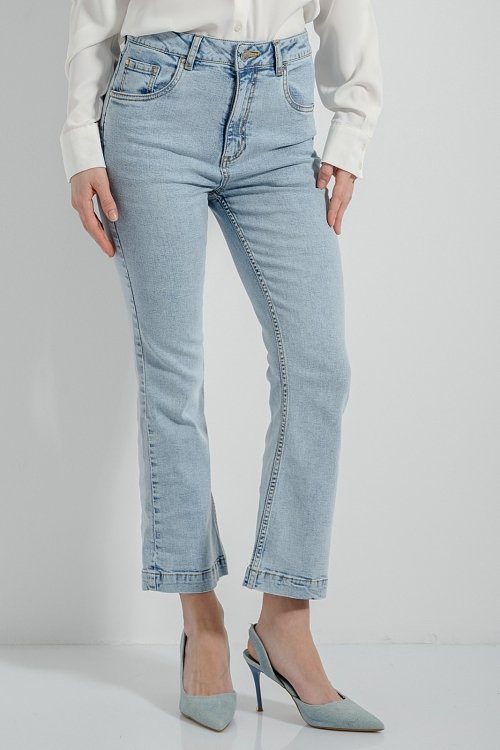 Crop flared denim