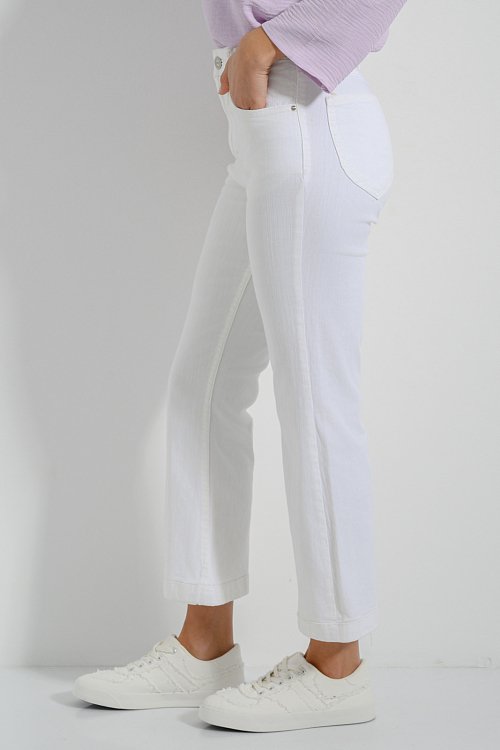 pinkwoman Κροπ flared ντένιμ (WHITE) - 5