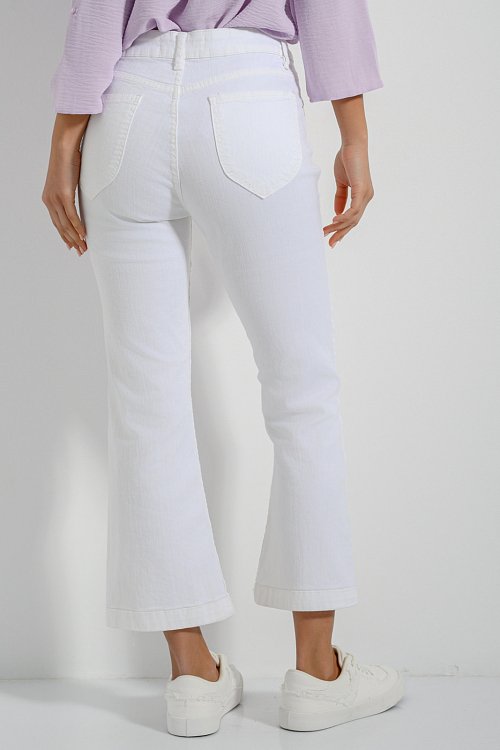 pinkwoman Κροπ flared ντένιμ (WHITE) - 6