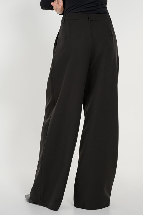 pinkwoman Wide leg παντελόνι με πιέτες (BLACK) - 5