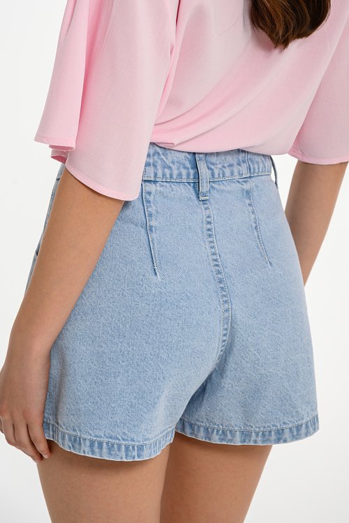 Denim shorts with pleated details