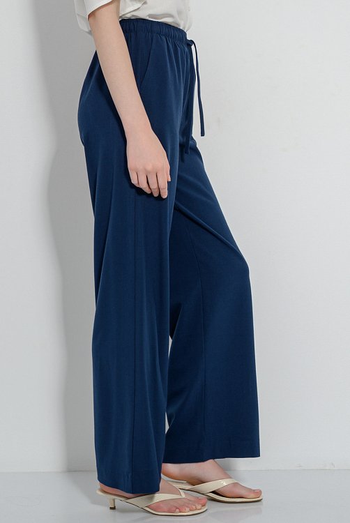 Παντελόνι wide leg με λάστιχο και κορδόνι (MARINE) φωτογραφία