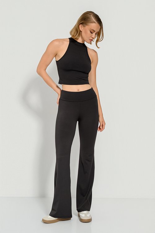 Flared παντελόνι λύκρα (BLACK) φωτογραφία