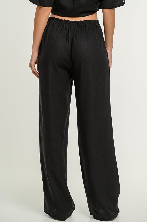 Λινή wide leg παντελόνα