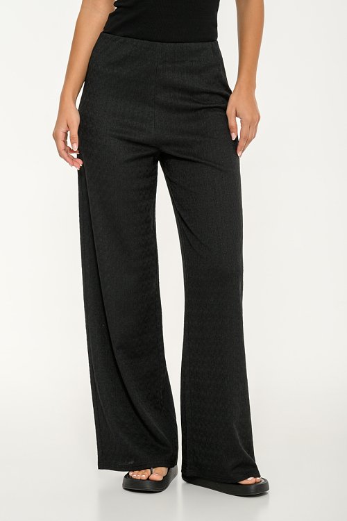 pinkwoman Wide leg παντελόνα με λάστιχο (BLACK) - 2