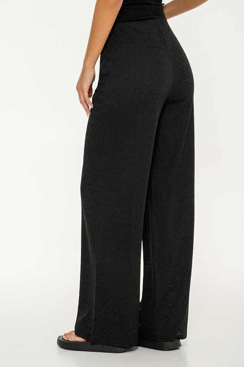 pinkwoman Wide leg παντελόνα με λάστιχο (BLACK) - 4