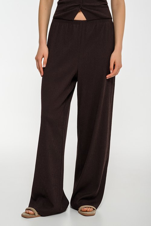 Wide leg γκοφρέ παντελόνα (BROWN)