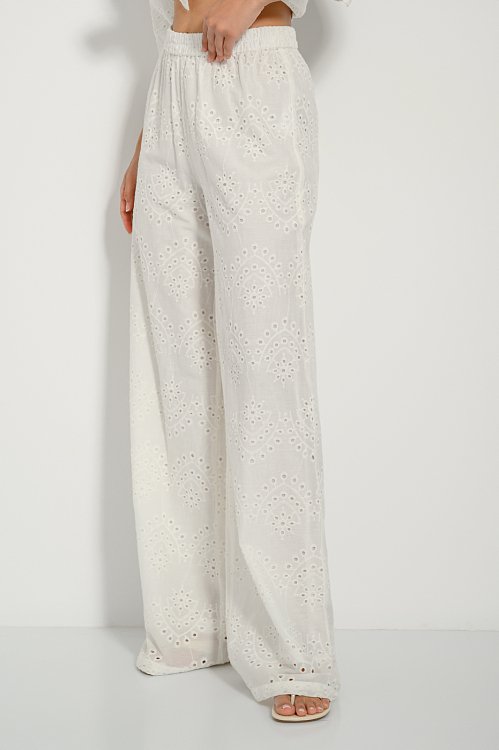 Broderie wide leg trousers with embroidered details