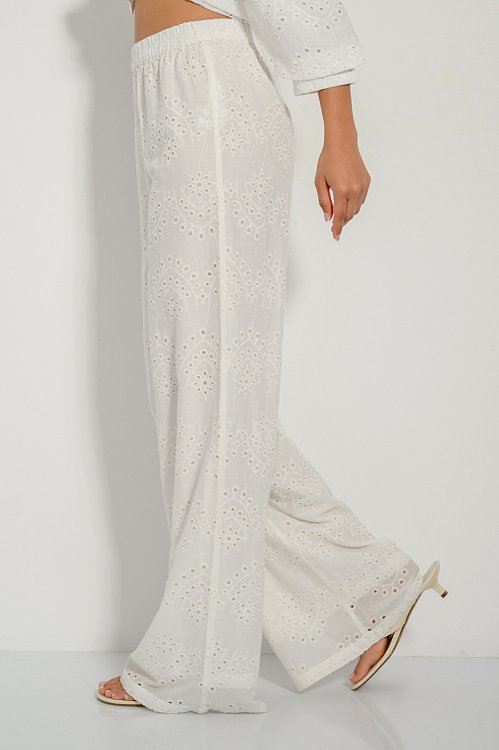 Broderie wide leg trousers with embroidered details