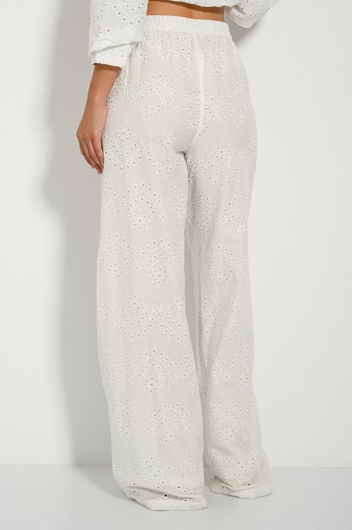 Broderie wide leg trousers with embroidered details