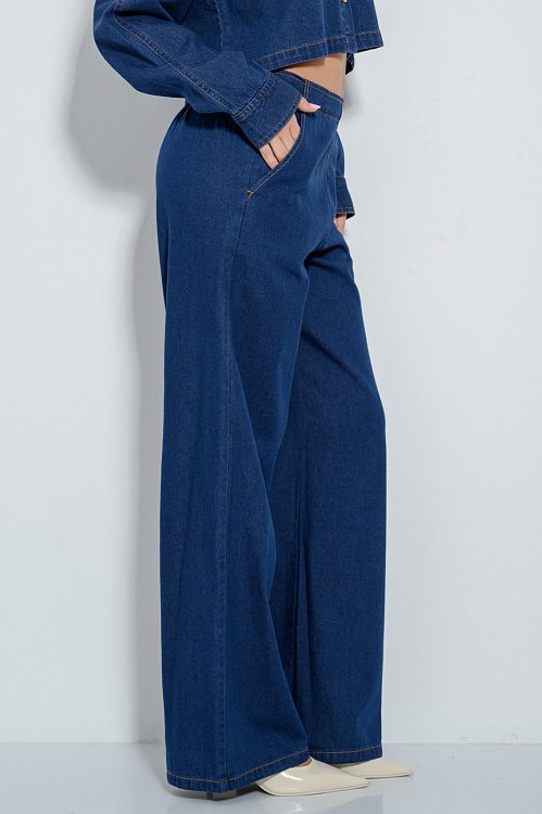 Wide leg ντένιμ με λάστιχο στη μέση